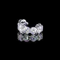 14K White Gold Round Shape C Hoop Earrings with 14 Prong-Set Brilliant Cut Lab Diamonds - 4.60 Carat Total Weight, E-F VS2 - Covaloro Fine Jewelry
