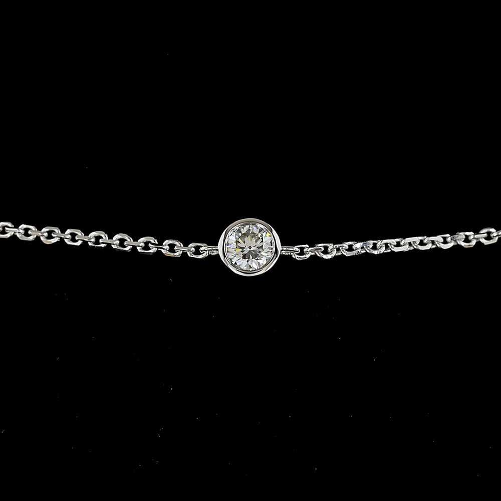 14K White Gold Round Shape Station Bracelet with Bezel Set Lab Diamonds - 0.97 Carat Total Diamond Weight - Covaloro Fine Jewelry