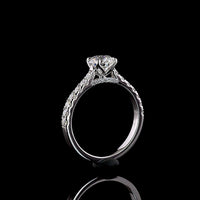 14K White Gold Round Solitaire Diamond Shank Ring with 1.02 Carat D VVS2 Center and 0.53 Carat Side Stones - IGI Certified 1.55 Carat Total Weight Lab Diamond - Covaloro Fine Jewelry