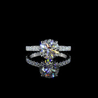 14K White Gold Round Solitaire Diamond Shank Ring with 2.50 Carats Center and 0.69 Carats Accent Lab Diamonds - 3.19 Carats Total Diamond Weight - Covaloro Fine Jewelry