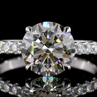 14K White Gold Round Solitaire Diamond Shank Ring with 2.50 Carats Center and 0.69 Carats Accent Lab Diamonds - 3.19 Carats Total Diamond Weight - Covaloro Fine Jewelry