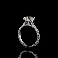 14K White Gold Round Solitaire Diamond Shank Ring with 2.50 Carats Center and 0.69 Carats Accent Lab Diamonds - 3.19 Carats Total Diamond Weight - Covaloro Fine Jewelry