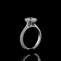14K White Gold Round Solitaire Diamond Shank Ring with 2.50 Carats Center and 0.69 Carats Accent Lab Diamonds - 3.19 Carats Total Diamond Weight - Covaloro Fine Jewelry