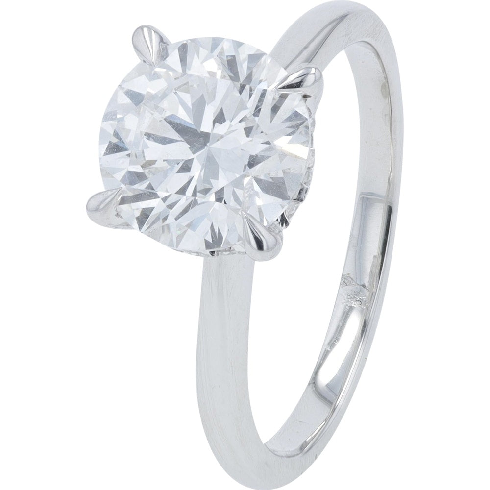 14K White Gold Round Solitaire Engagement Ring with Four-Prong Set Lab Grown Diamond - 2.45 Carat Total Diamond Weight