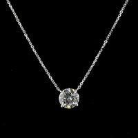 14K White Gold Round Solitaire Pendant with 1.51 Carat Lab Grown Diamond - E-F Color VVS2 Clarity Four-Prong Setting - Covaloro Fine Jewelry