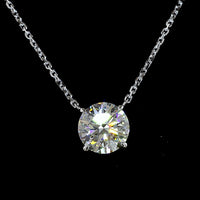 14K White Gold Round Solitaire Pendant with 1.51 Carat Lab Grown Diamond - E-F Color VVS2 Clarity Four-Prong Setting - Covaloro Fine Jewelry