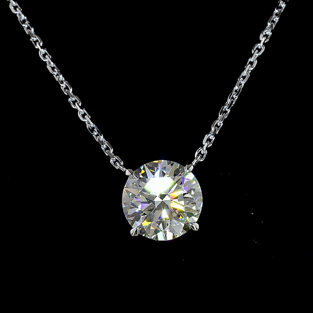 14K White Gold Round Solitaire Pendant with 1.51 Carat Lab Grown Diamond - E-F Color VVS2 Clarity Four-Prong Setting - Covaloro Fine Jewelry