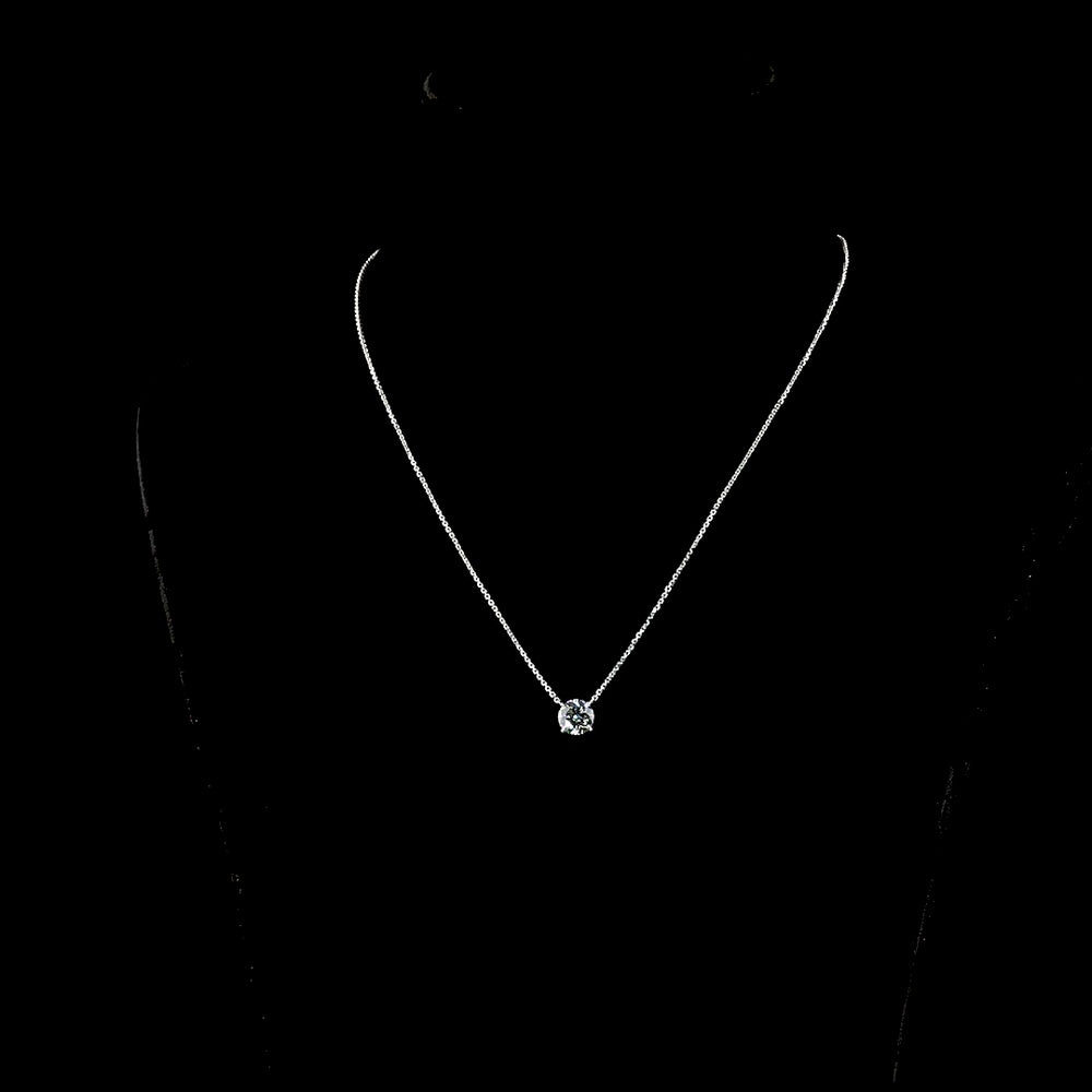 14K White Gold Round Solitaire Pendant with 1.51 Carat Lab Grown Diamond - E-F Color VVS2 Clarity Four-Prong Setting - Covaloro Fine Jewelry