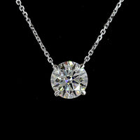 14K White Gold Round Solitaire Pendant with 2.02 Carat Lab Grown Diamond - D VVS2 IGI Certified Prong Setting - Covaloro Fine Jewelry