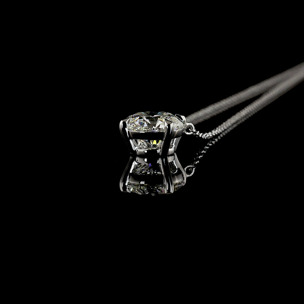 14K White Gold Round Solitaire Pendant with 2.02 Carat Lab Grown Diamond - D VVS2 IGI Certified Prong Setting - Covaloro Fine Jewelry