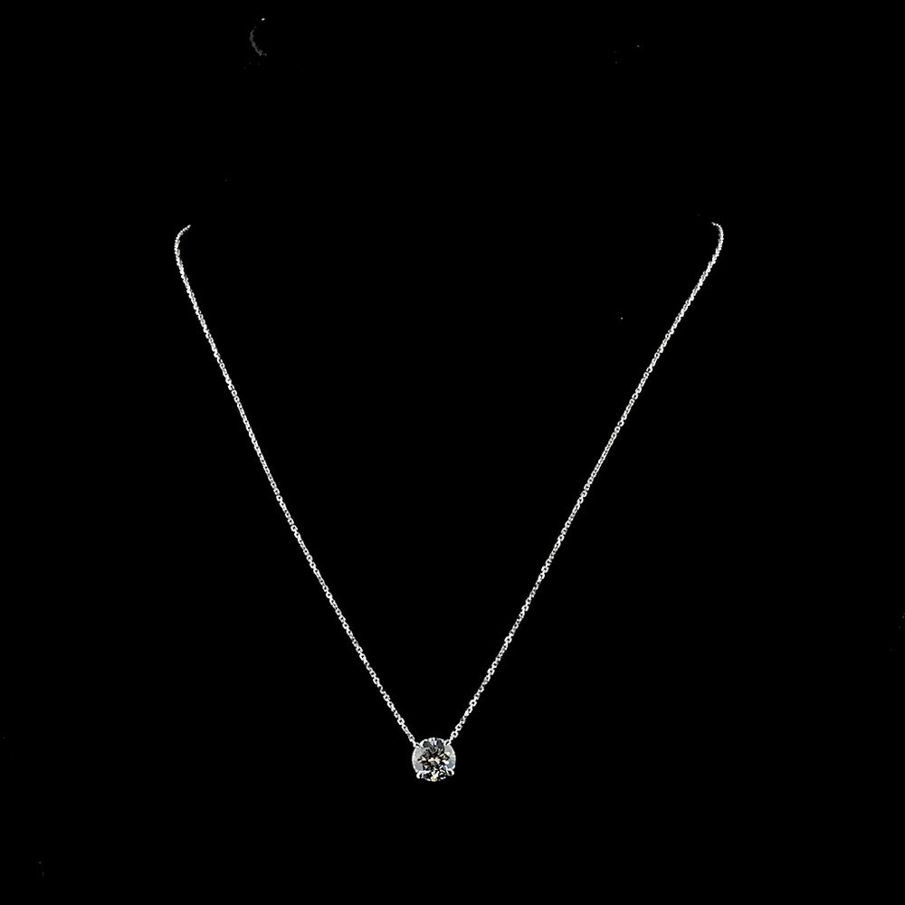 14K White Gold Round Solitaire Pendant with 2.02 Carat Lab Grown Diamond - D VVS2 IGI Certified Prong Setting - Covaloro Fine Jewelry