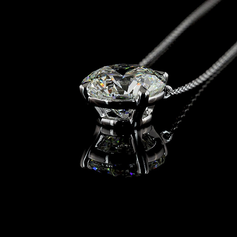 14K White Gold Round Solitaire Pendant with 4.07 Carat Lab Grown Diamond - E VVS2 IGI Certified - Covaloro Fine Jewelry