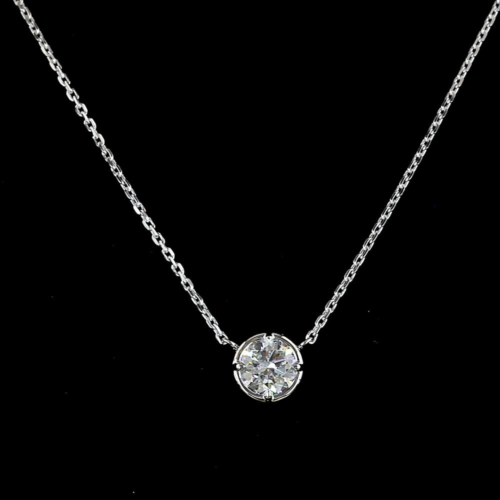 14K White Gold Round Solitaire Pendant with Bezel Set Lab Diamond - 0.53 Carat Total Weight, E-F Color VS2 Clarity - Covaloro Fine Jewelry