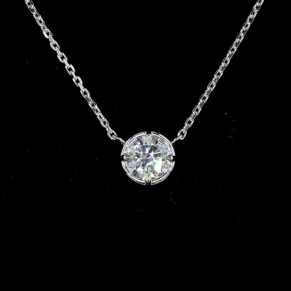 14K White Gold Round Solitaire Pendant with Bezel Set Lab Diamond - 0.53 Carat Total Weight, E-F Color VS2 Clarity - Covaloro Fine Jewelry