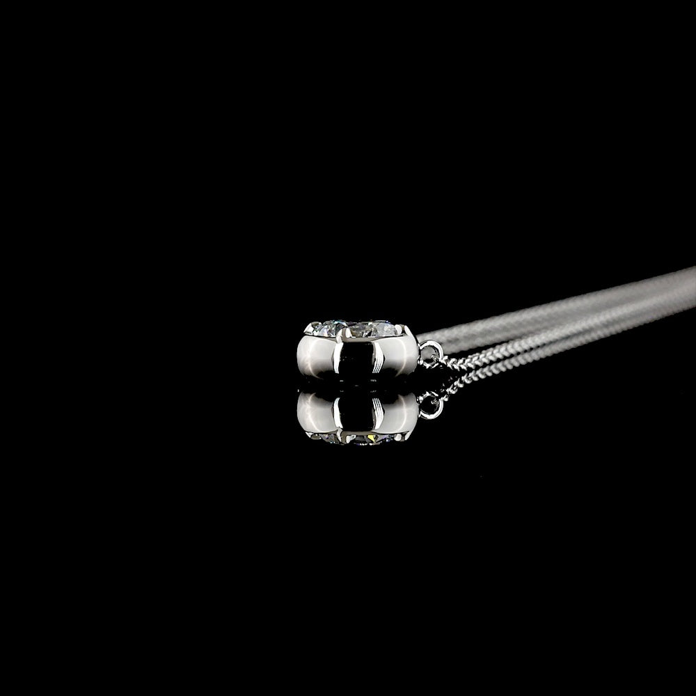 14K White Gold Round Solitaire Pendant with Bezel Set Lab Diamond - 0.53 Carat Total Weight, E-F Color VS2 Clarity - Covaloro Fine Jewelry