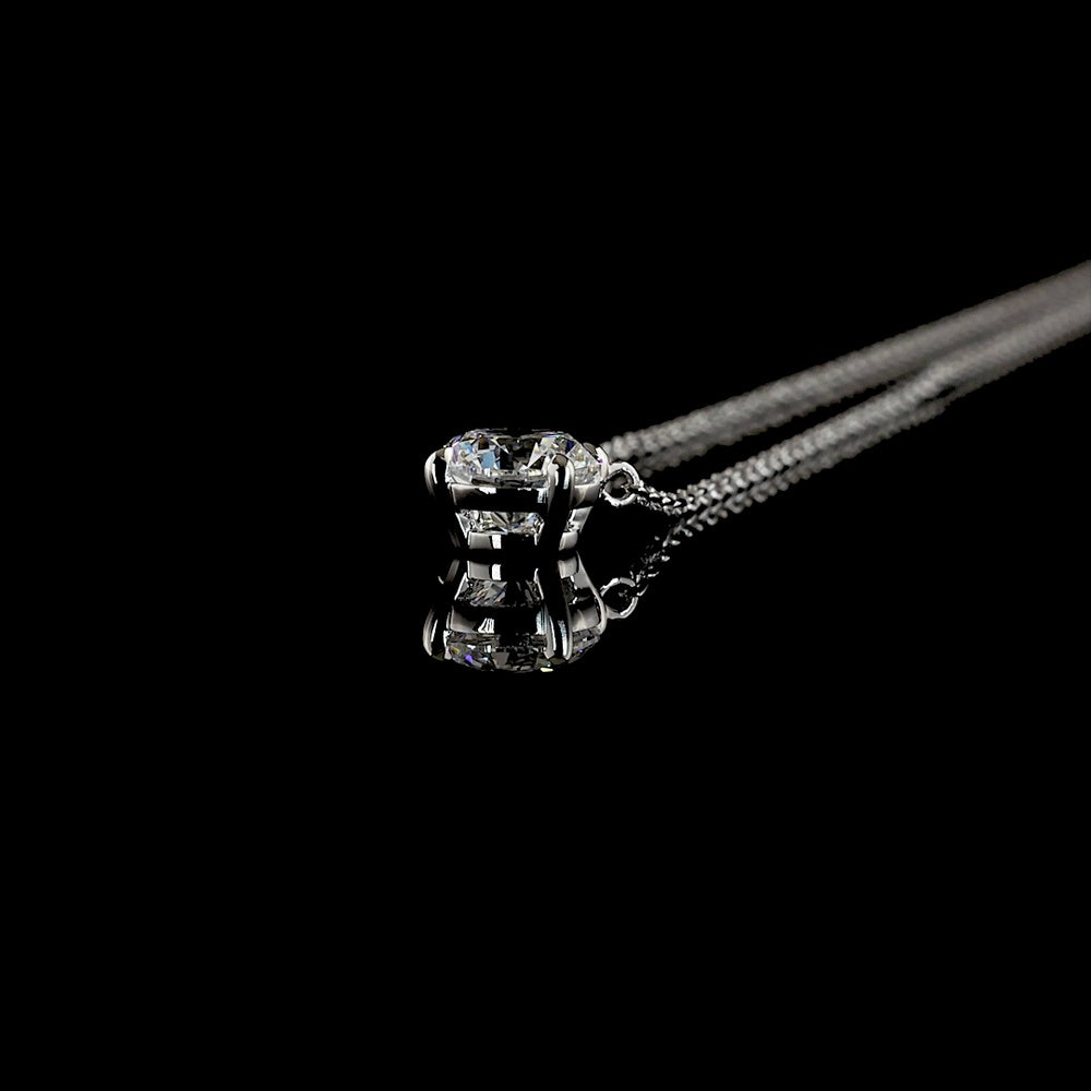 14K White Gold Round Solitaire Pendant with Brilliant Cut Lab Diamond - 0.71 Carat Total Diamond Weight, E-F Color VS1 Clarity - Covaloro Fine Jewelry