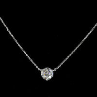 14K White Gold Round Solitaire Pendant with Brilliant Cut Lab Diamond - 2.61 Carat Total Weight, E-F Color, VS1 Clarity - Covaloro Fine Jewelry