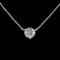 14K White Gold Round Solitaire Pendant with Brilliant Cut Lab Diamond - 2.61 Carat Total Weight, E-F Color, VS1 Clarity - Covaloro Fine Jewelry