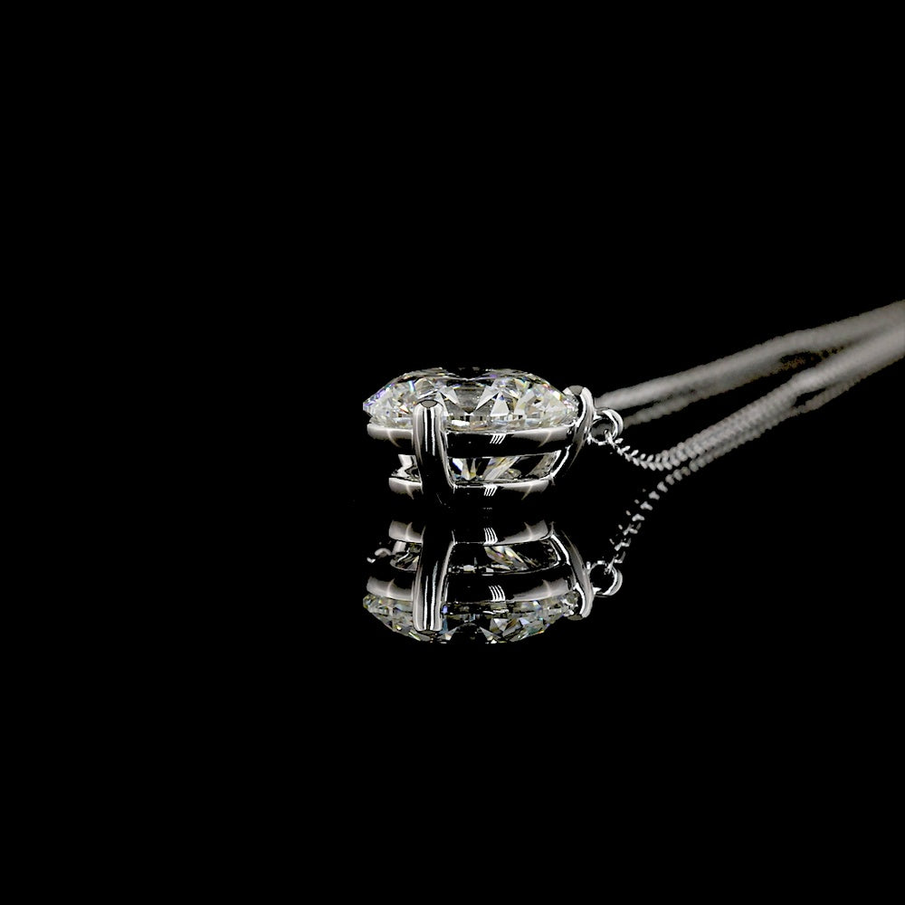 14K White Gold Round Solitaire Pendant with Brilliant Cut Lab Diamond - 2.61 Carat Total Weight, E-F Color, VS1 Clarity - Covaloro Fine Jewelry