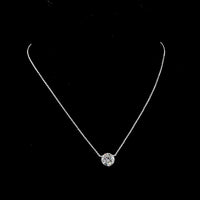 14K White Gold Round Solitaire Pendant with Brilliant Cut Lab Diamond - 2.61 Carat Total Weight, E-F Color, VS1 Clarity - Covaloro Fine Jewelry