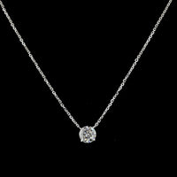 14K White Gold Round Solitaire Pendant with Lab-Grown Brilliant Cut Diamond - 0.81 Carat Total Weight, E-F Color VS1 Clarity - Covaloro Fine Jewelry