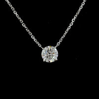 14K White Gold Round Solitaire Pendant with Lab-Grown Brilliant Cut Diamond - 0.81 Carat Total Weight, E-F Color VS1 Clarity - Covaloro Fine Jewelry