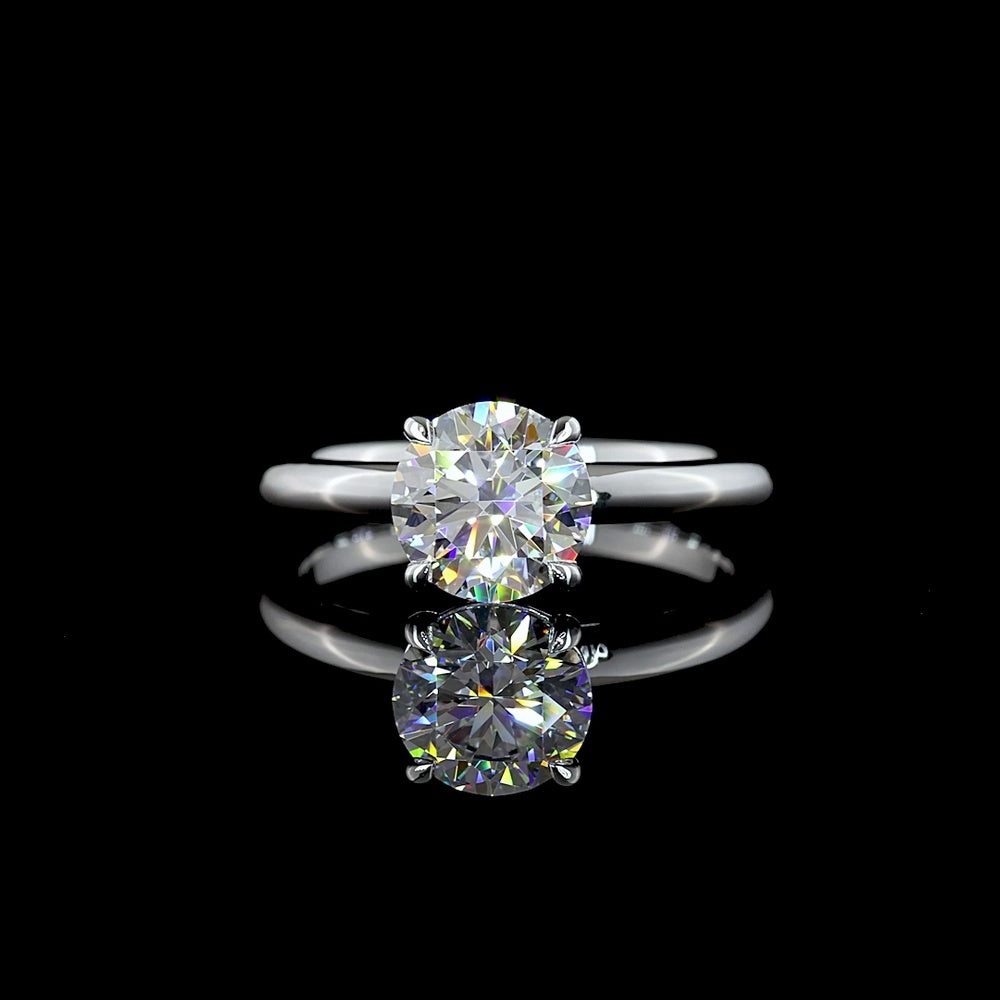 14K White Gold Round Solitaire Ring with 1.55 Carat D VVS2 Lab Diamond - IGI Certified - Covaloro Fine Jewelry