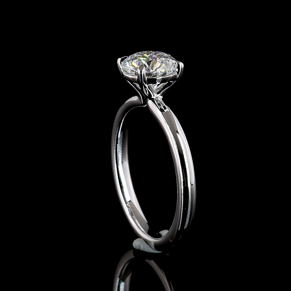 14K White Gold Round Solitaire Ring with 1.55 Carat D VVS2 Lab Diamond - IGI Certified - Covaloro Fine Jewelry