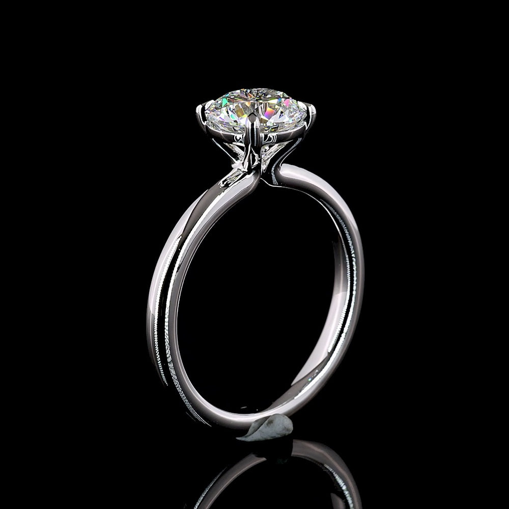 14K White Gold Round Solitaire Ring with 1.55 Carat D VVS2 Lab Diamond - IGI Certified - Covaloro Fine Jewelry