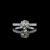 14K White Gold Round Solitaire Shank Ring with 1.50 Carat D VVS2 Brilliant Cut Lab Center Diamond and 0.71 Carat E VS1 Side Stones - 2.21 Carat Total Diamond Weight - Covaloro Fine Jewelry