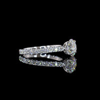 14K White Gold Round Solitaire Shank Ring with 1.50 Carat D VVS2 Brilliant Cut Lab Center Diamond and 0.71 Carat E VS1 Side Stones - 2.21 Carat Total Diamond Weight - Covaloro Fine Jewelry