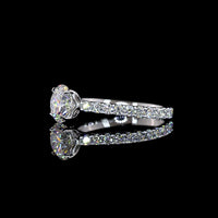 14K White Gold Round Solitaire Shank Ring with 1.50 Carat D VVS2 Brilliant Cut Lab Center Diamond and 0.71 Carat E VS1 Side Stones - 2.21 Carat Total Diamond Weight - Covaloro Fine Jewelry