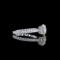 14K White Gold Round Solitaire Shank Ring with 2.06 Carat IGI Certified D VVS2 Lab Diamond and 0.68 Carat Accent Diamonds - 2.74 Carat Total Weight - Covaloro Fine Jewelry