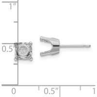 14K White Gold Round Stud Earring Mountings - 6.5mm, Polished Finish with Snap Setting - Pair by Oro Pregiato