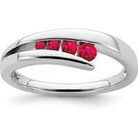14K White Gold Ruby 4-Stone Ring with Round Cut Rubies - 0.23 Carat Total Ruby Weight by 0