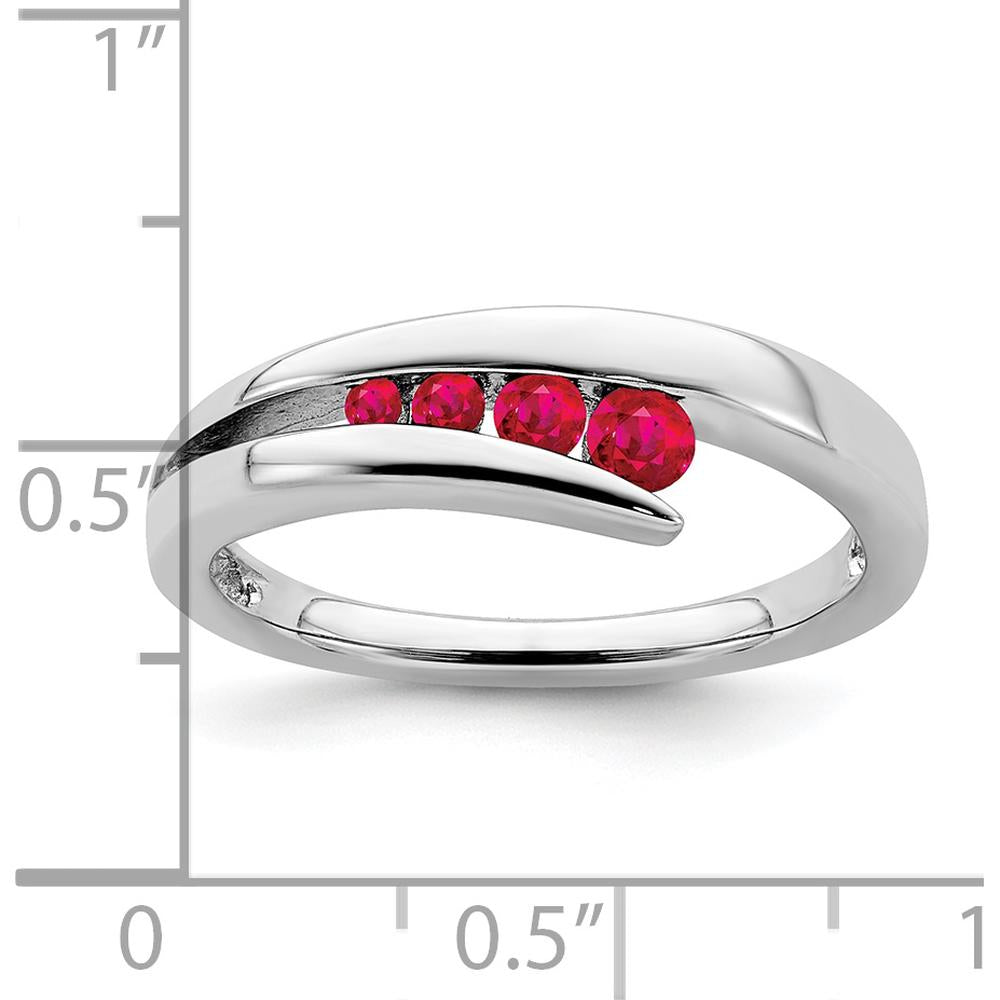 14K White Gold Ruby 4-Stone Ring with Round Cut Rubies - 0.23 Carat Total Ruby Weight by 0