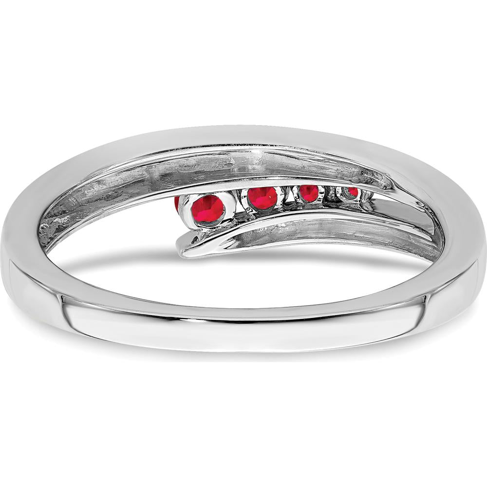 14K White Gold Ruby 4-Stone Ring with Round Cut Rubies - 0.23 Carat Total Ruby Weight by 0