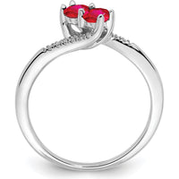 14K White Gold Ruby and Diamond 2-Stone Bypass Ring - 0.17 Carat Total Ruby Weight by 0