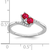 14K White Gold Ruby and Diamond 2-Stone Bypass Ring - 0.17 Carat Total Ruby Weight by 0