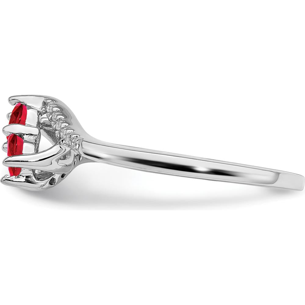 14K White Gold Ruby and Diamond 2-Stone Bypass Ring - 0.17 Carat Total Ruby Weight by 0