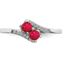 14K White Gold Ruby and Diamond 2-Stone Bypass Ring - 0.17 Carat Total Ruby Weight by 0