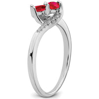 14K White Gold Ruby and Diamond 2-Stone Bypass Ring - 0.17 Carat Total Ruby Weight by 0
