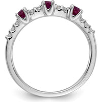 14K White Gold Ruby and Diamond 3-Stone Ring - 0.103 Carat Total Ruby Weight, 0.023 Carat Total Diamond Weight by 0