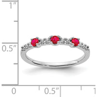 14K White Gold Ruby and Diamond 3-Stone Ring - 0.103 Carat Total Ruby Weight, 0.023 Carat Total Diamond Weight by 0