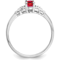 14K White Gold Ruby and Diamond 3-Stone Ring with Oval Ruby - 0.6 Carat Total Ruby Weight by Oro Pregiato