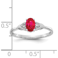 14K White Gold Ruby and Diamond 3-Stone Ring with Oval Ruby - 0.6 Carat Total Ruby Weight by Oro Pregiato