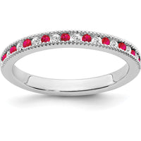 14K White Gold Ruby and Diamond Band - 0.24 Carat Total Gem Weight by 0