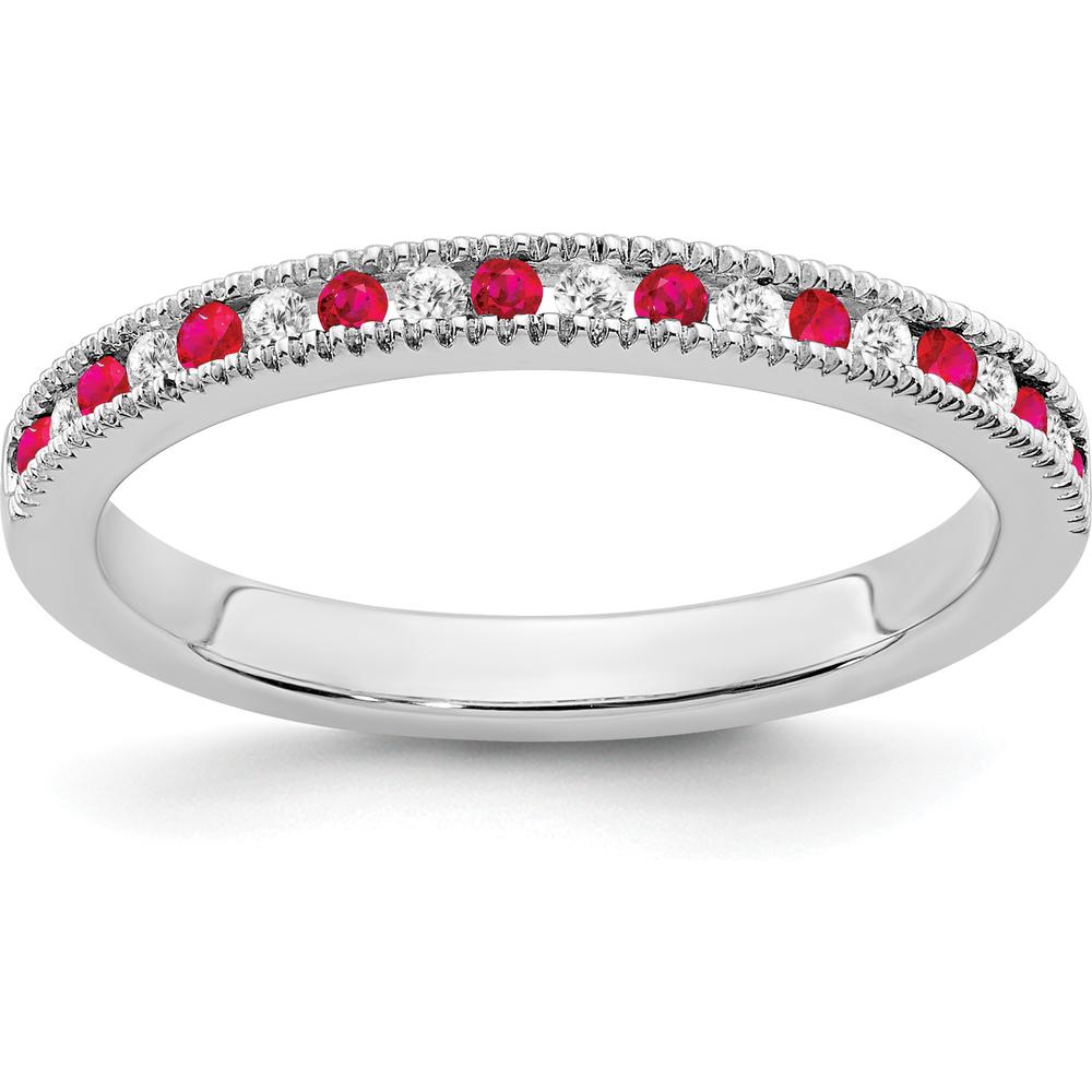 14K White Gold Ruby and Diamond Band - 0.24 Carat Total Gem Weight by 0