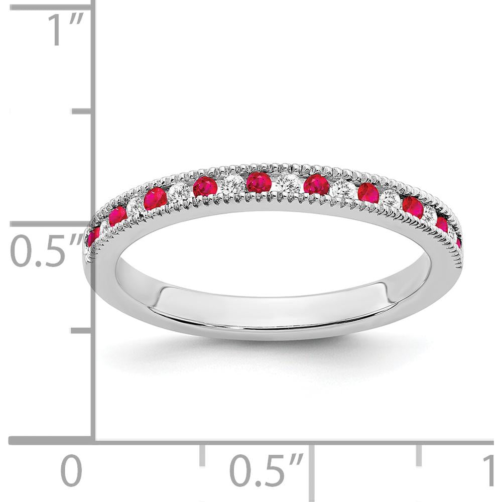 14K White Gold Ruby and Diamond Band - 0.24 Carat Total Gem Weight by 0