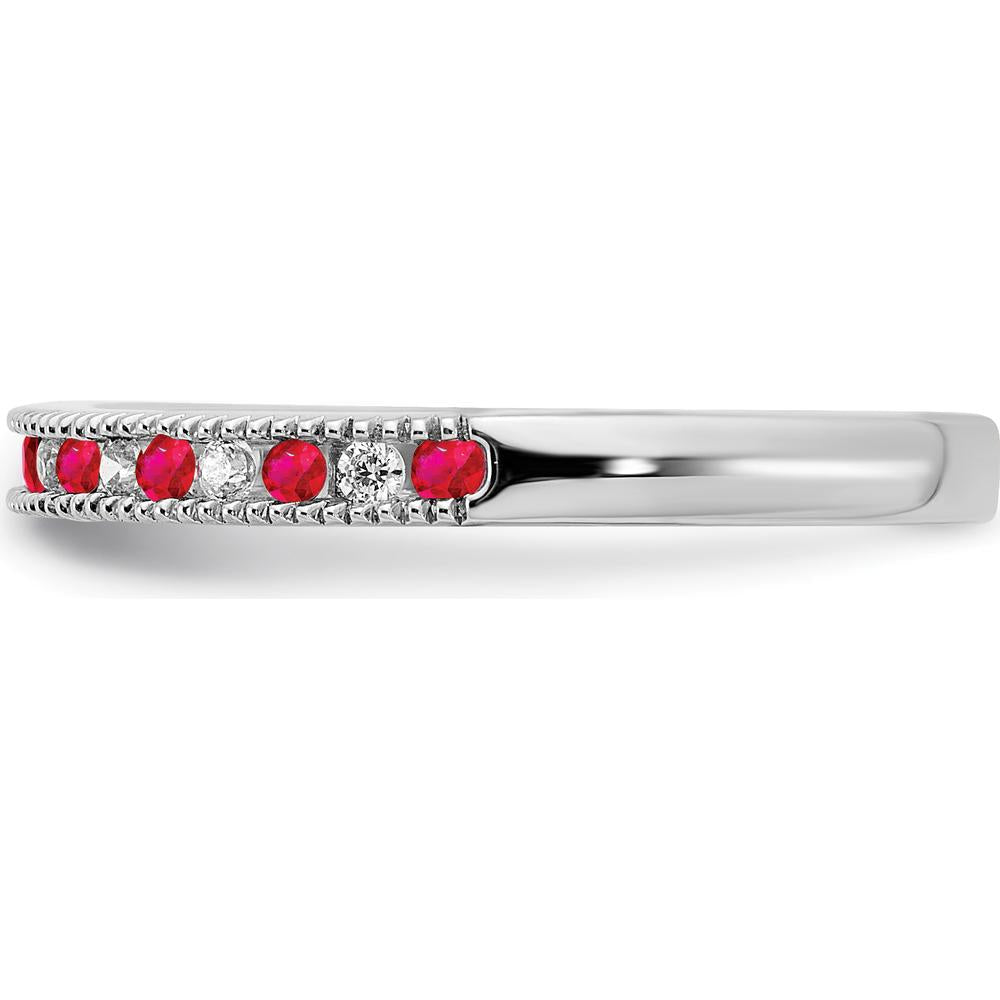 14K White Gold Ruby and Diamond Band - 0.24 Carat Total Gem Weight by 0